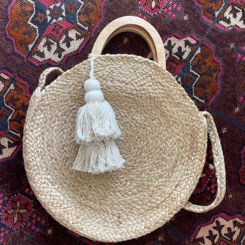 Zara Round Raffia Basket Bag